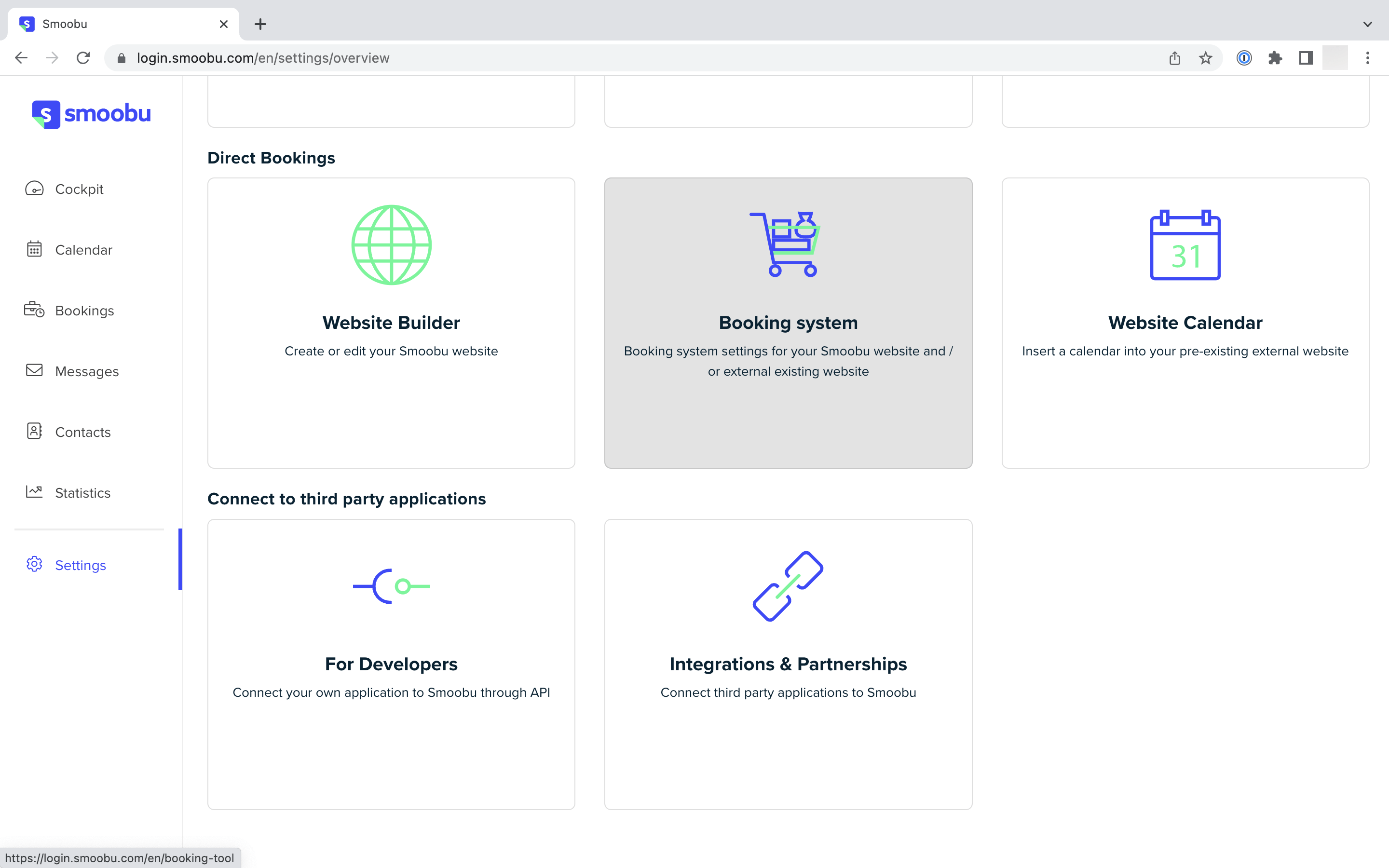 Select "Booking system"