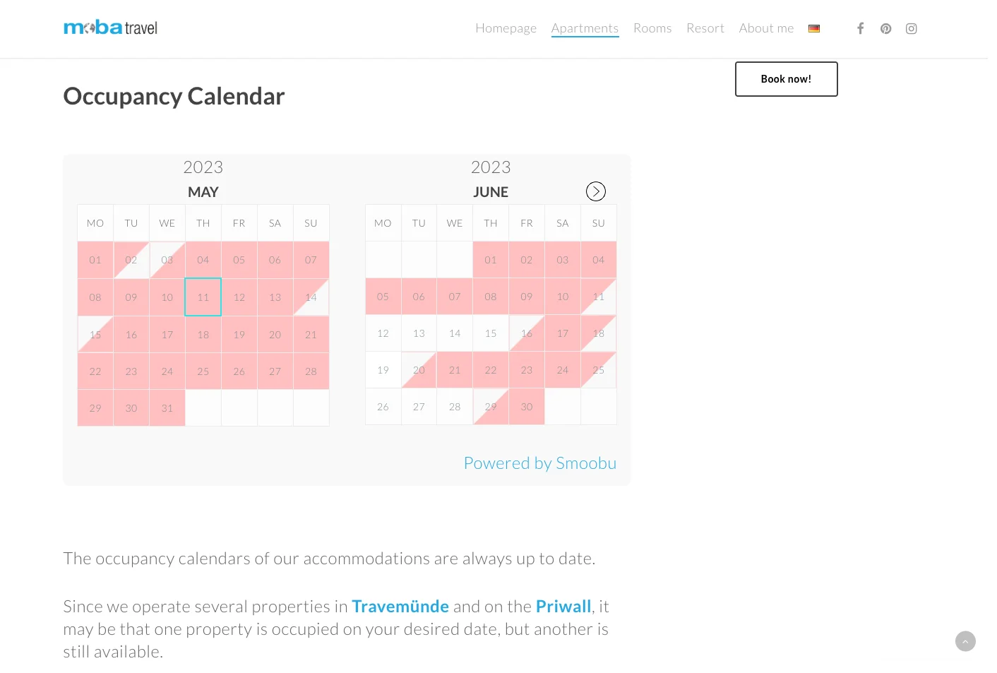 Smoobu Calendar Example - WordPress Integration