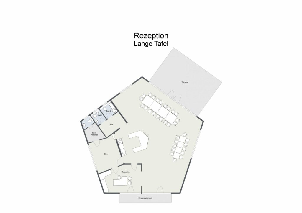 Rezeption mit Lange Tafel Layout