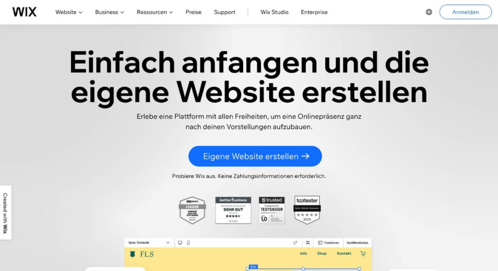 Wix Homepage Baukasten Ferienvermietung