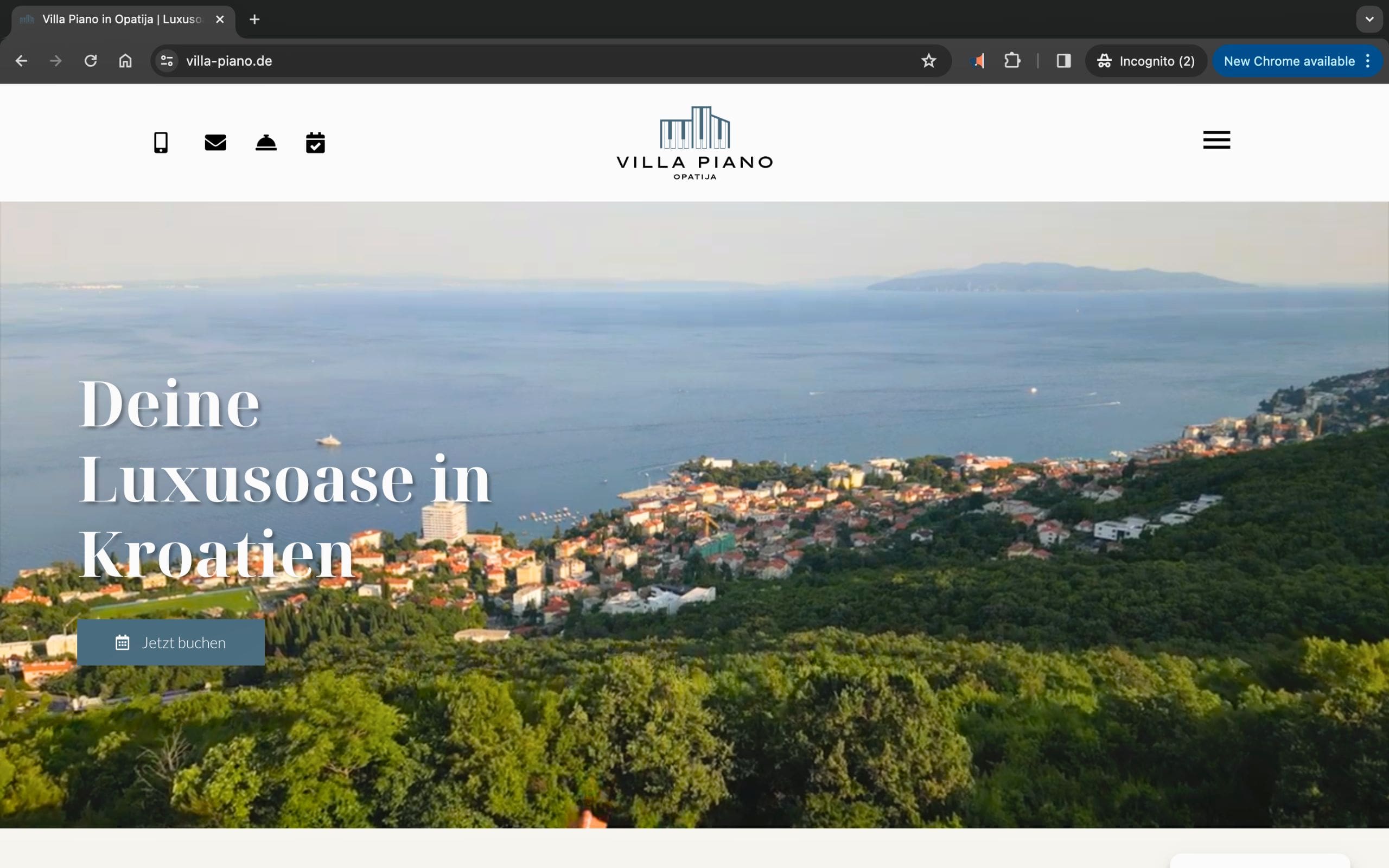 Villa Homepage Beispiel mit Smoobu Belegungskalender und Buchungsstrecke