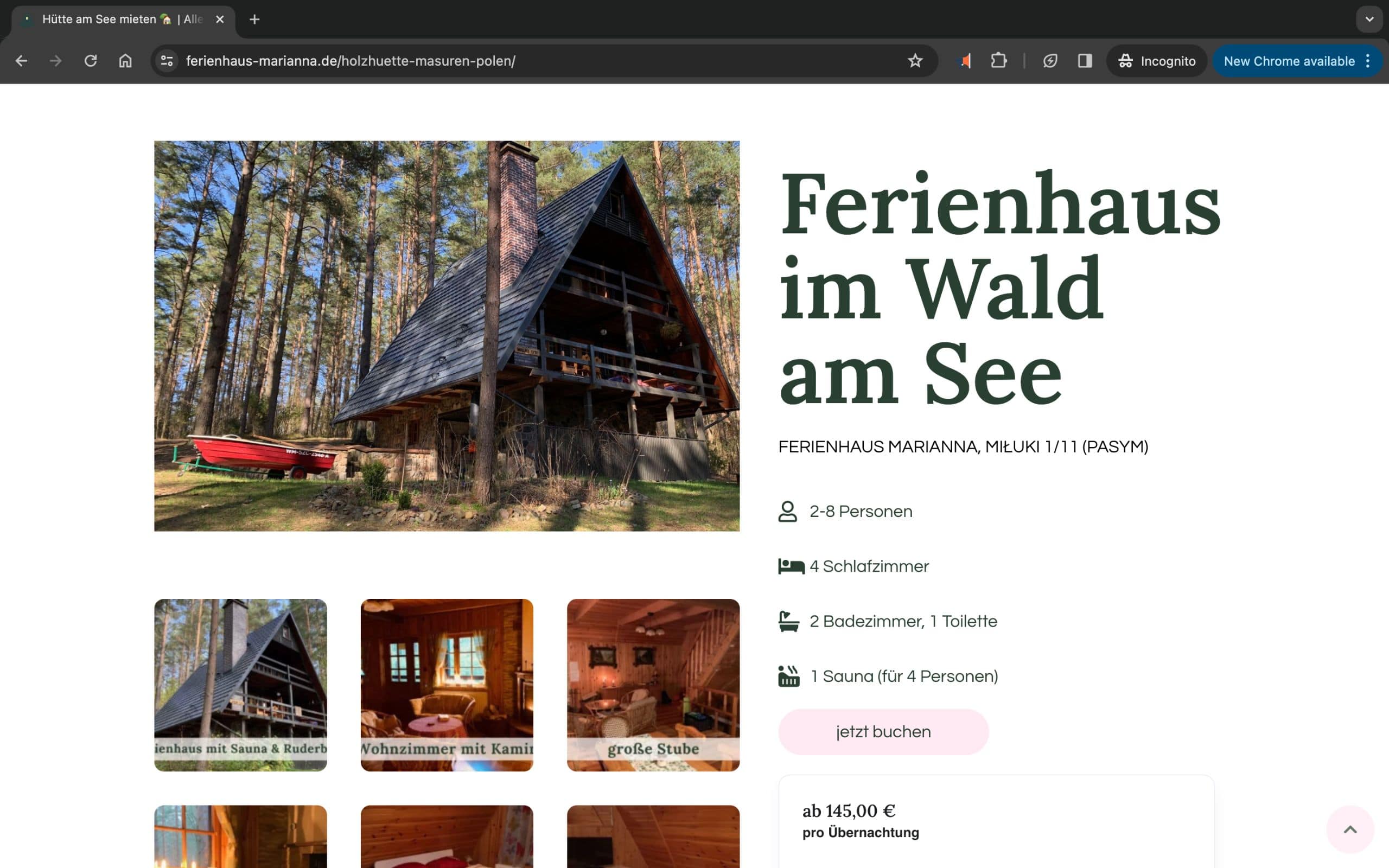 Wordpress Ferienhaus Beispiel mit Buchungsstrecke von Buchungsmanager.de