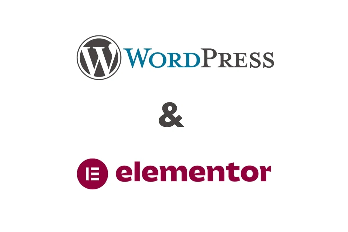 Grafik zeigt die Logos von WordPress und Elementor auf weißem Hintergrund.
