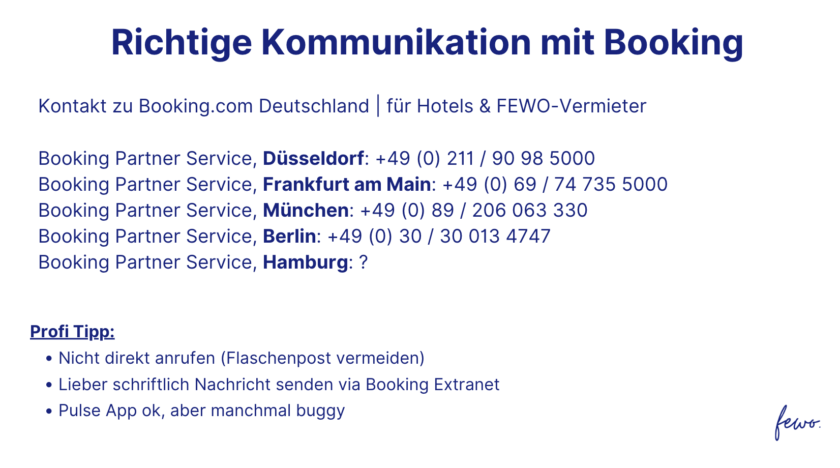 Wie kann man Booking com telefonisch erreichen - Übersicht