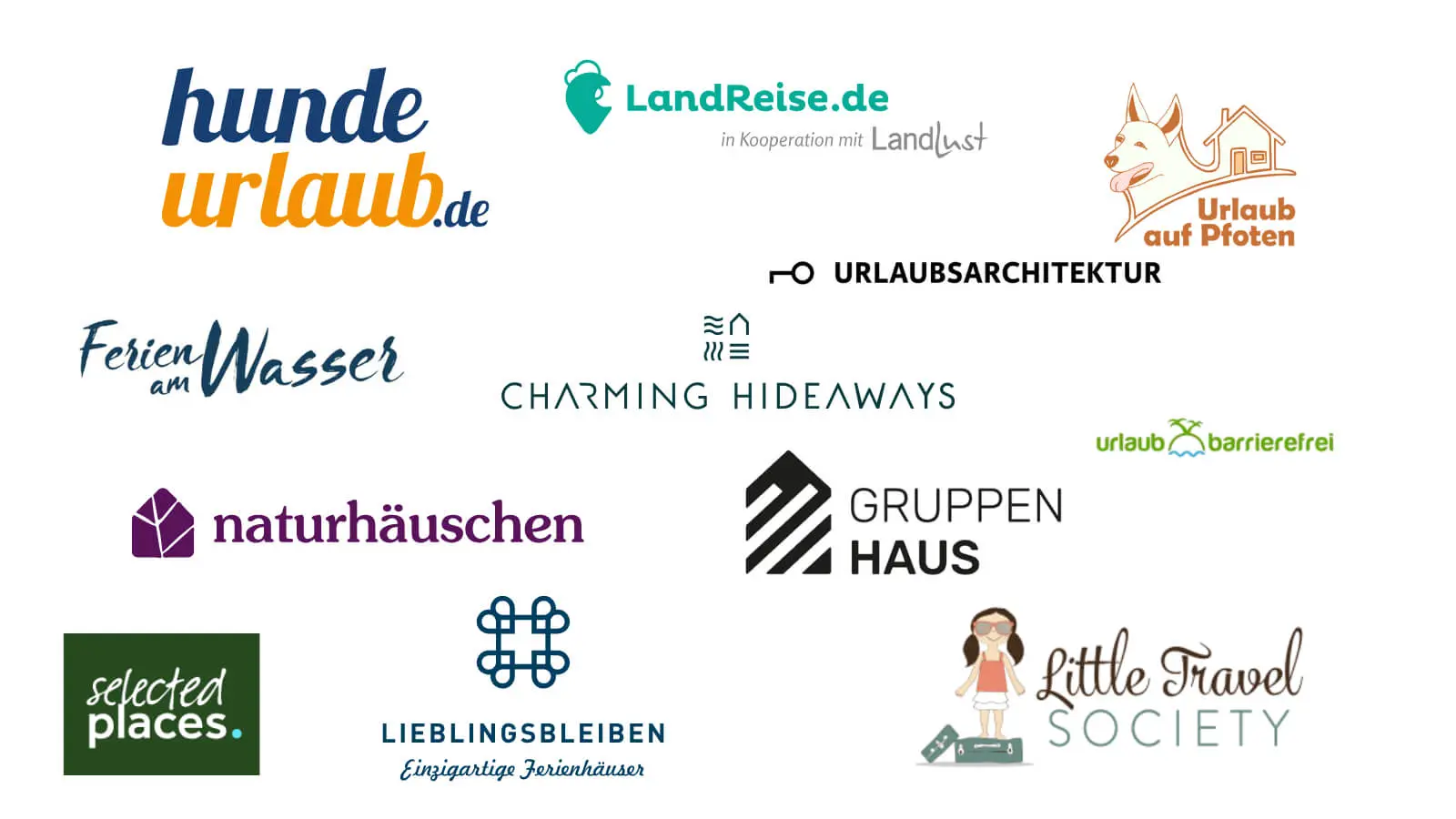 Übersicht zeigt Logos verschiedener Nischenportale für Ferienwohnungen und Ferienhäuser.