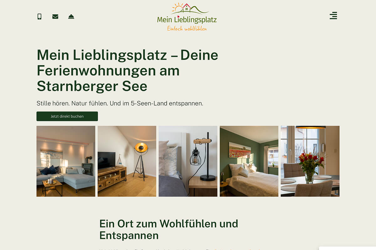 Hero-Sektion der Website Mein Lieblingsplatz mit Ferienwohnungen am Starnberger See