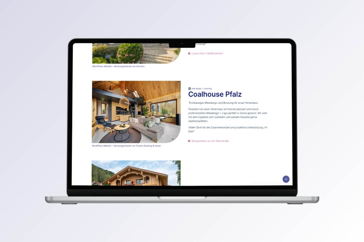 Webdesigner Website mit zahlreichen Referenzprojekten aus der jeweiligen Branche