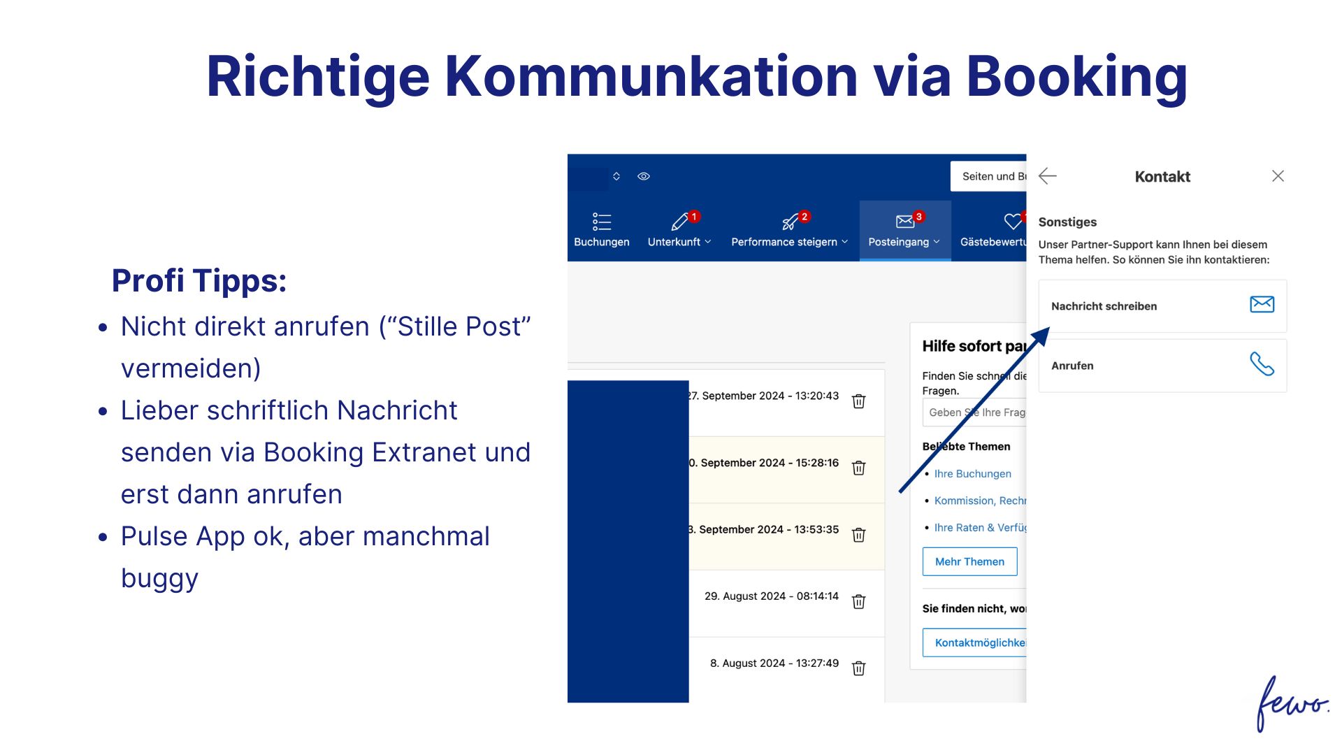 richtige Kommmunikation mit Booking.com Österreich