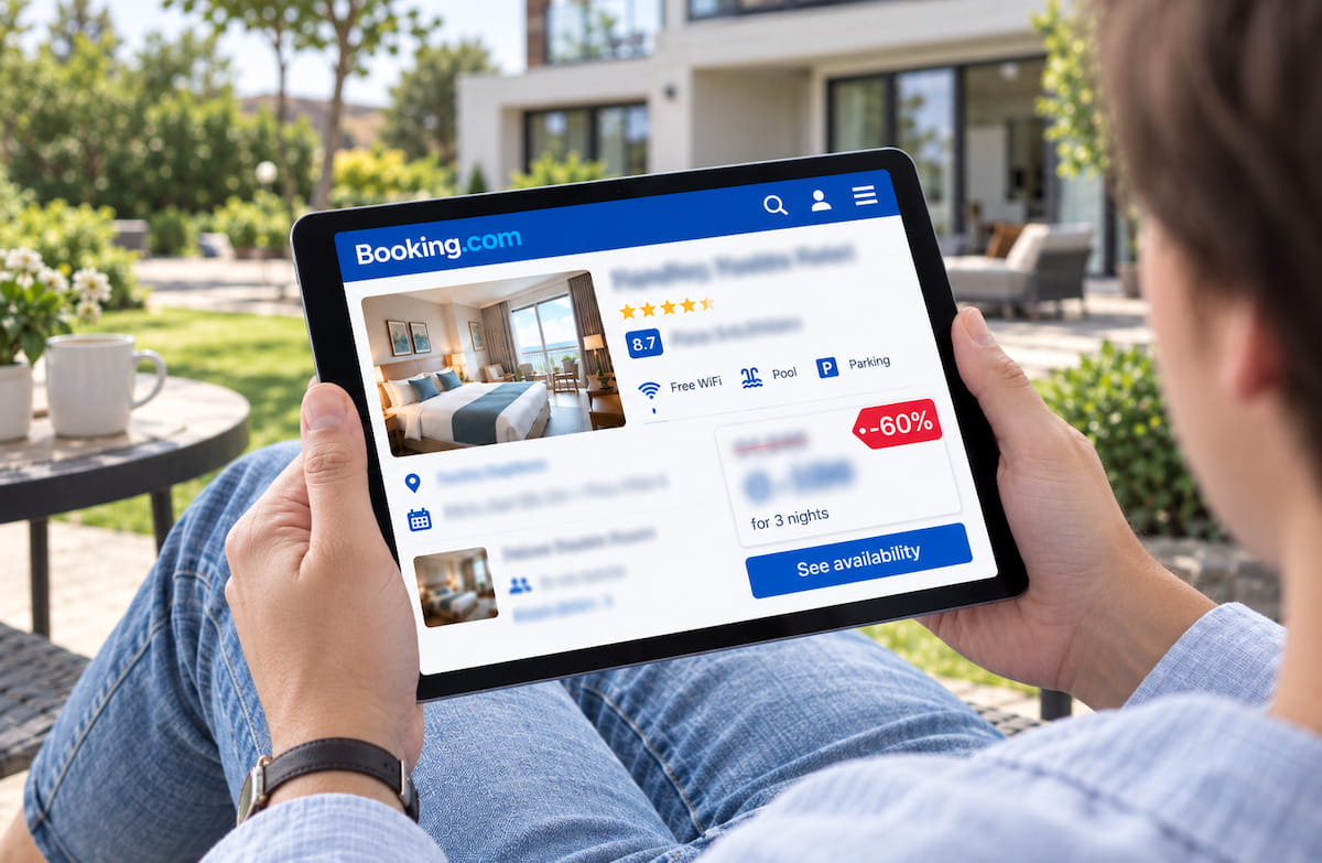 Booking.com Unterkunftsanzeige auf dem Tablet für mehr Buchungen und höhere Auslastung