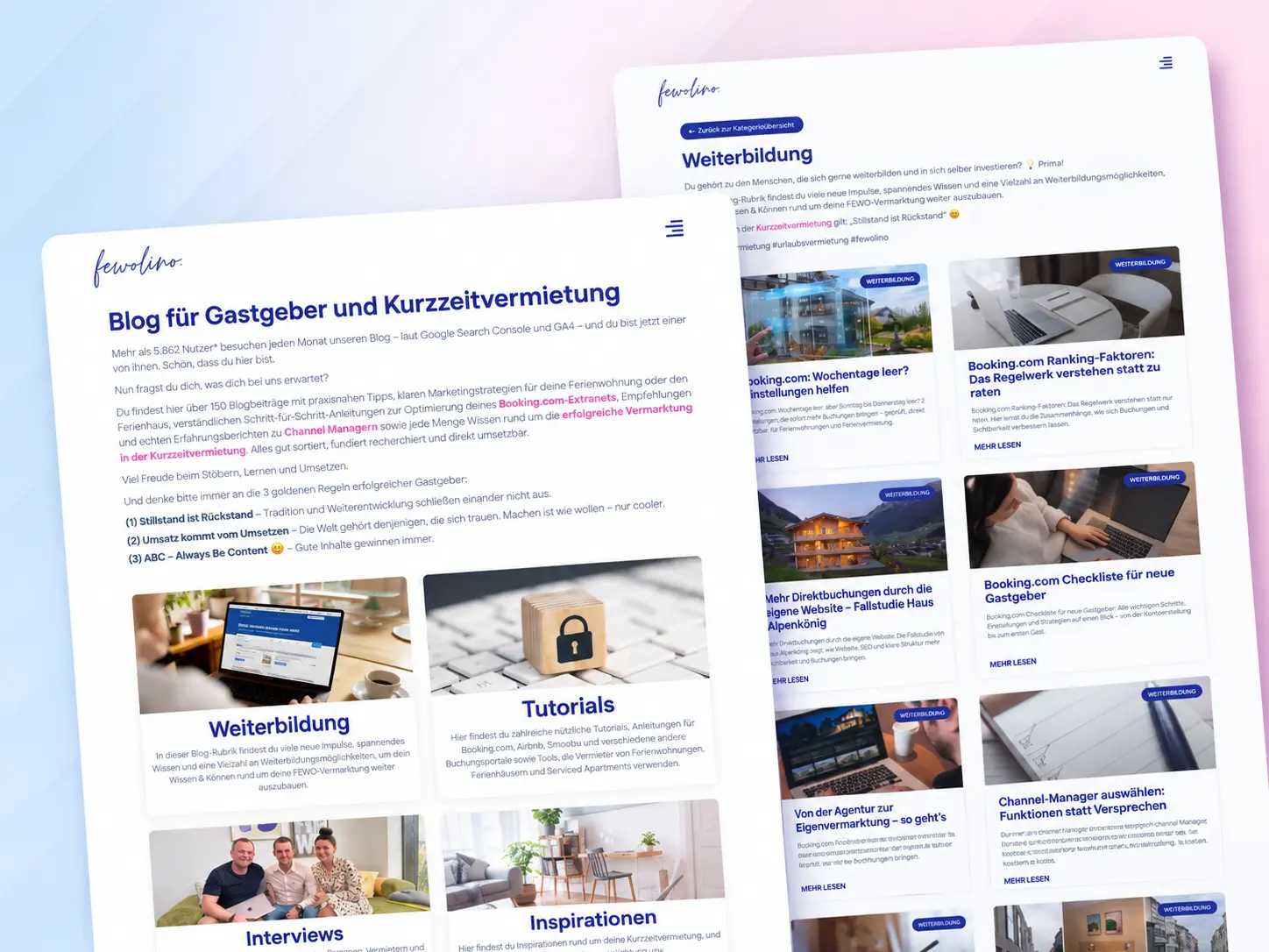Fewolino Blog mit Marketingstrategien für Ferienwohnungen und Ferienhäuser sowie Booking.com Extranet Tutorials und Anleitungen.